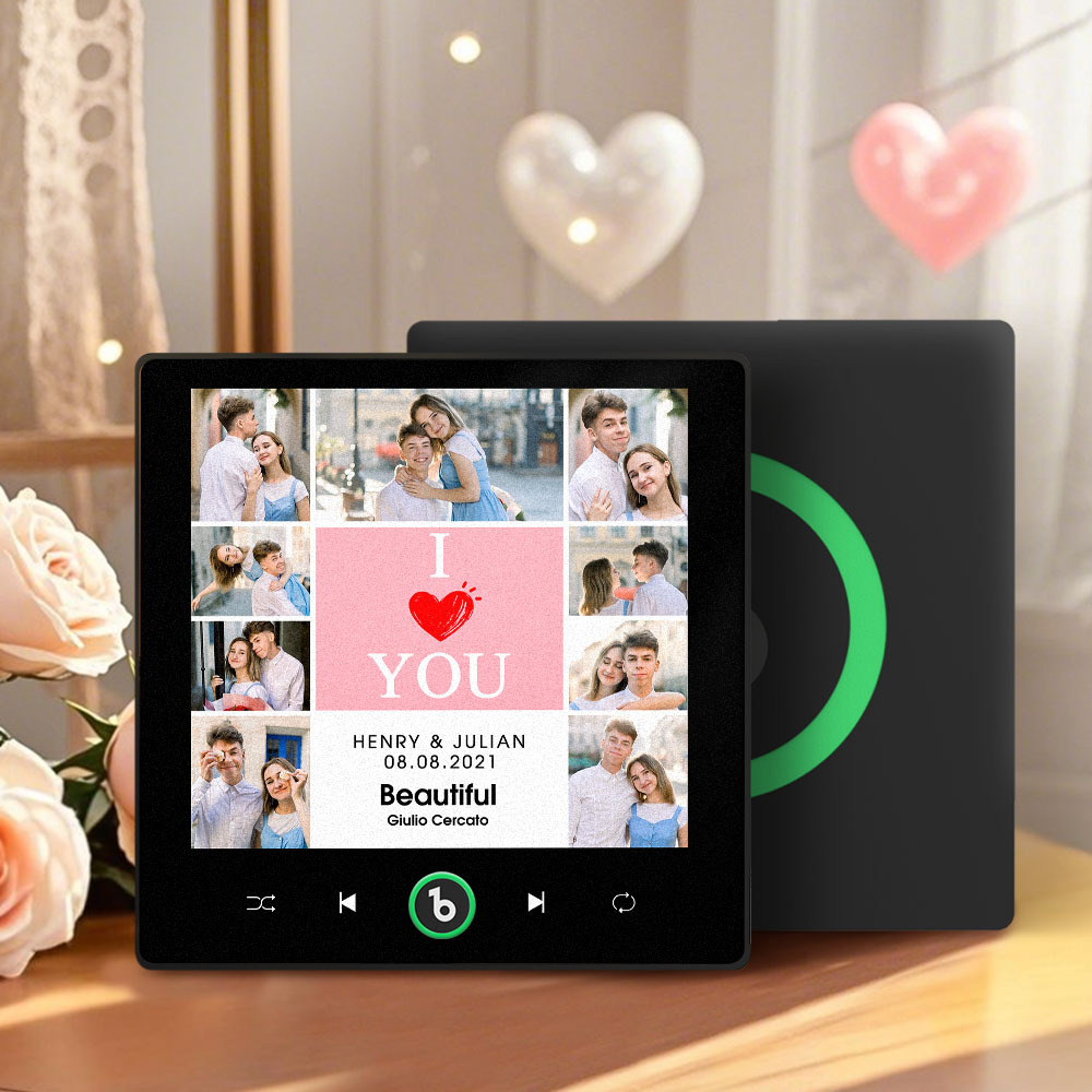 Custom Music Fridge Magnet I Love You Date and Name Music Album Fridge Magnet Photo Music Wall Photo Sticker Music Movement That Can Be Played Gift Idea - MyFaceUnderwearAU