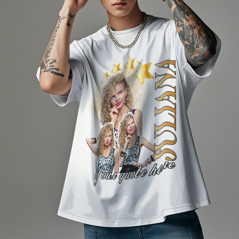 Custom Photo Vintage Retro Star T-Shirt Personalized Photo Tshirt Vintage Gift Idea - MyFaceUnderwearAU