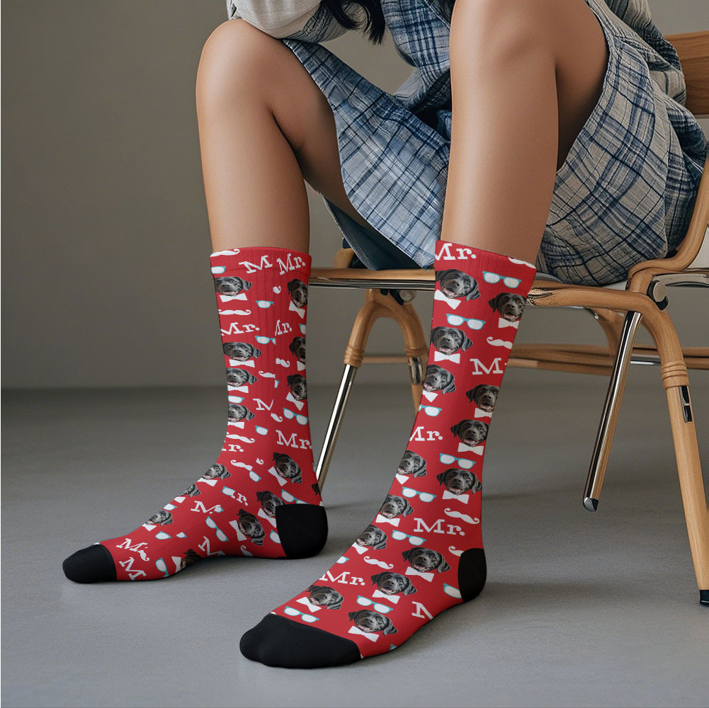 Custom Face Socks Mr Cute Socks Personalized Photo Custom Design Best Gift Idea - MyFaceUnderwearAU