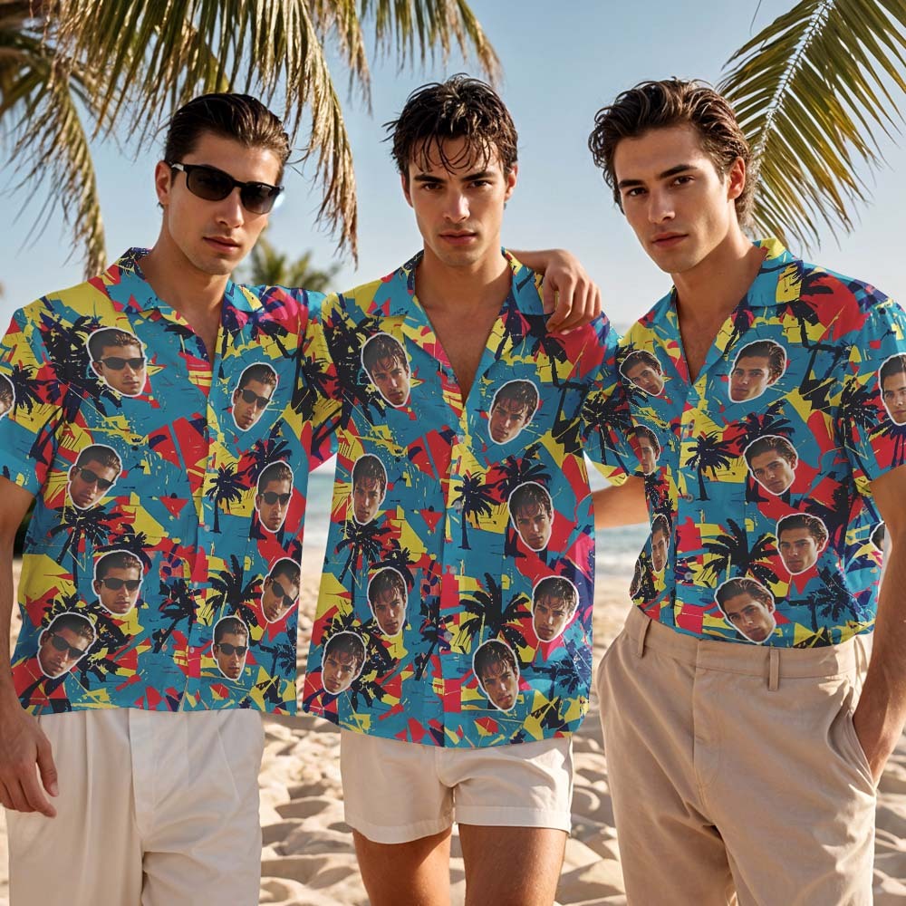 Custom Hawaiian Shirts Personalized Tropical Blue Cute Little Dinosaur Hawaiian Shirts Beach Vacation Gifts - MyFaceSocksAU