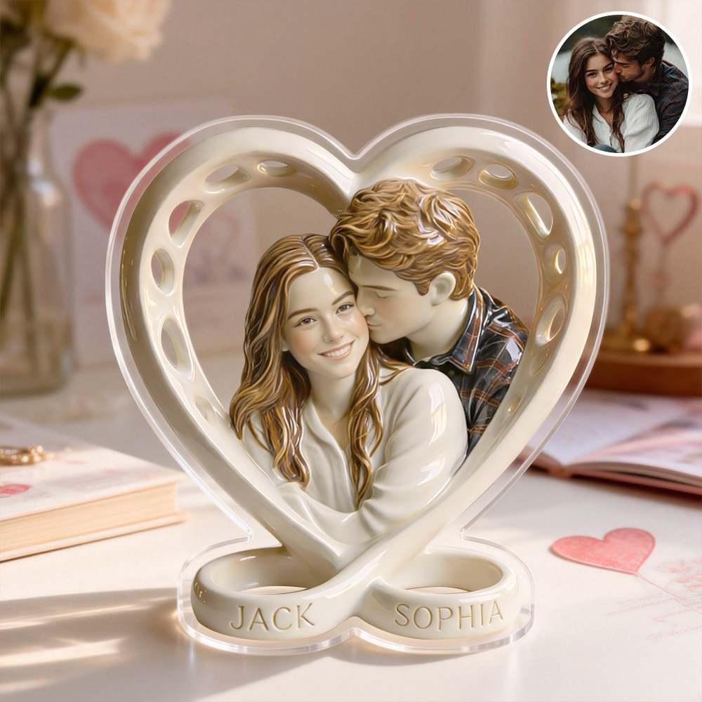 Personalized Infinity Heart Cartoon Photo Ceramic Style Acrylic Plaque - MyFaceUnderwearAU
