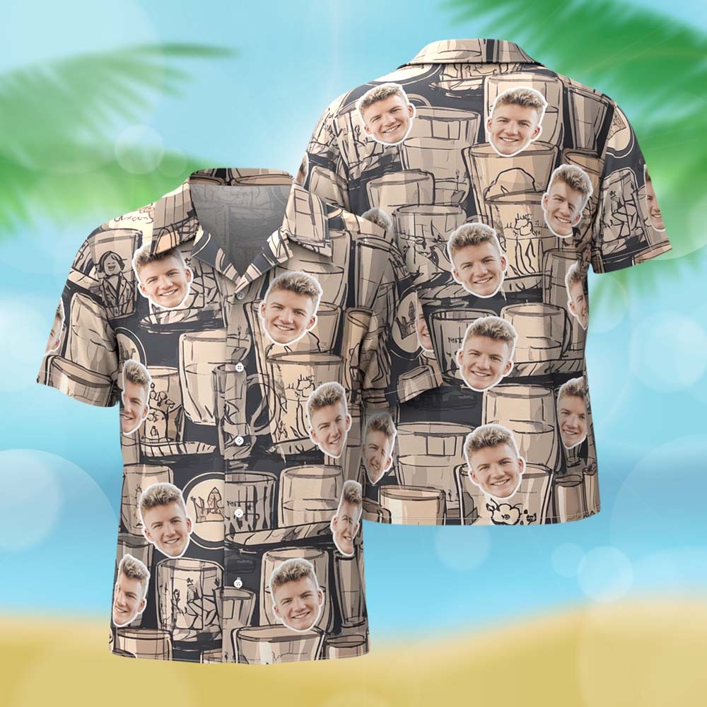 Custom Hawaiian Shirts Personalized Tropical Blue Cute Little Dinosaur Hawaiian Shirts Beach Vacation Gifts - MyFaceSocksAU