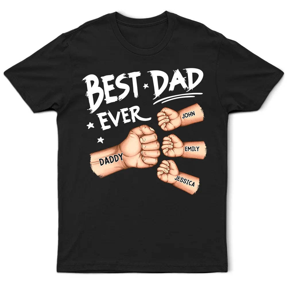 Best Dad Grandpa Ever Fist Bump - Personalized T Shirt	 - MyFaceBoxerAU
