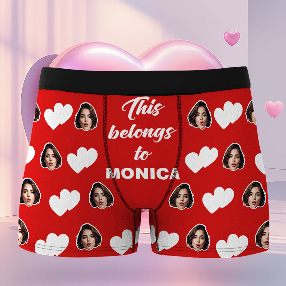 Custom Men's Face Boxer This Belong to Name Face Boxer Briefs Personalized Face Boxer Briefs Valentine's Day Underwear Gift - MyFaceUnderwearAU
