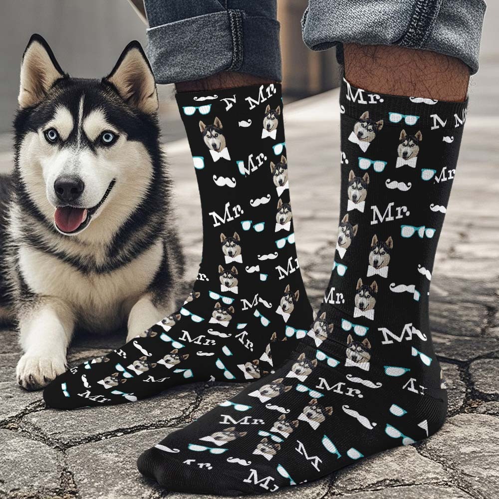 Custom Face Socks Mr Cute Socks Personalized Photo Custom Design Best Gift Idea - MyFaceUnderwearAU