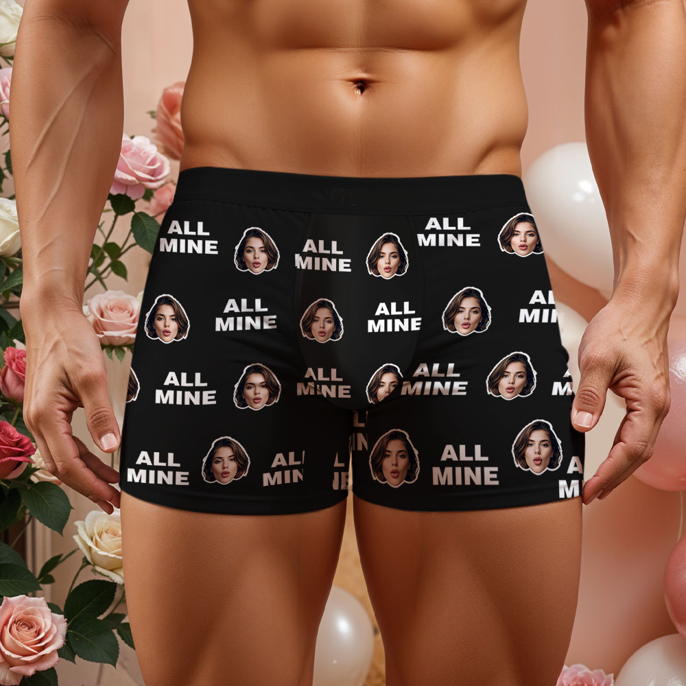 Custom Men's Face Boxer All Mine Face Boxer Briefs Personalized Face Boxer Briefs Valentine's Day Underwear Gift - MyFaceUnderwearAU