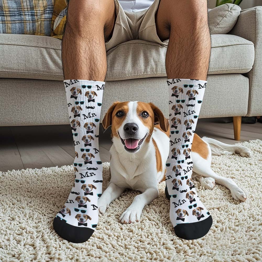 Custom Face Socks Mr Cute Socks Personalized Photo Custom Design Best Gift Idea - MyFaceUnderwearAU