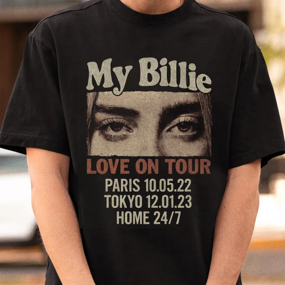 Custom Photo Girlfriend Eyes Love on Tour Shirt With Text - MyFaceUnderwearAU