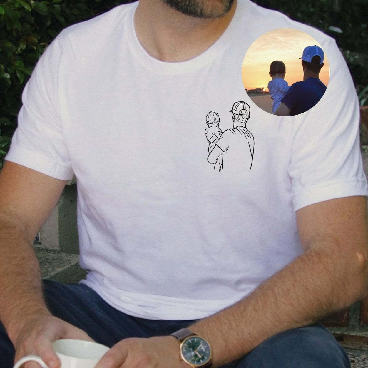 Custom Shirt Personalized Photo T-Shirt for Dad Personalized T-shirt Custom Dad Portrait Shirt Gift for Husband Fathers Day Gifts - MyFaceBoxer