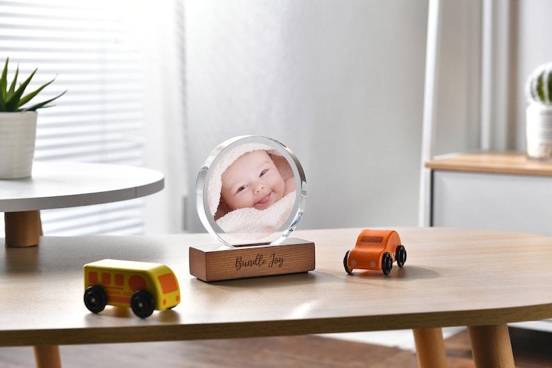 Custom Picture Frame - Baby and Daddy Acrylic Photo Print Frame Display Stand - Laser Engraved Personalized Picture for Desk