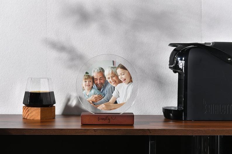Custom Picture Frame - Baby and Daddy Acrylic Photo Print Frame Display Stand - Laser Engraved Personalized Picture for Desk