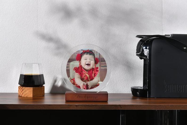 Custom Picture Frame - Baby and Daddy Acrylic Photo Print Frame Display Stand - Laser Engraved Personalized Picture for Desk