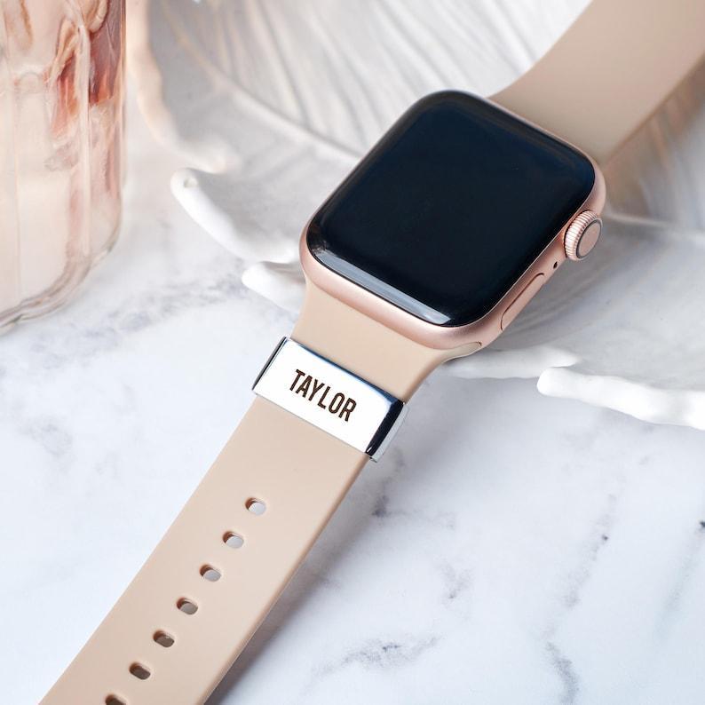 Personalised Name Apple Watch Charm - Custom Strap Accessory, Engraved Jewellery, Teen Gift, Luxe Stainless Steel Charm, Stocking Filler - MyPhotoSocksAu