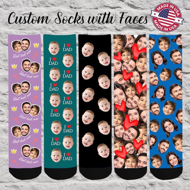 Personalized Face Socks, Custom Funny Face Socks, Father's Day Socks, Custom Socks for Men Women Dad with Photo, Customize Printed Socks