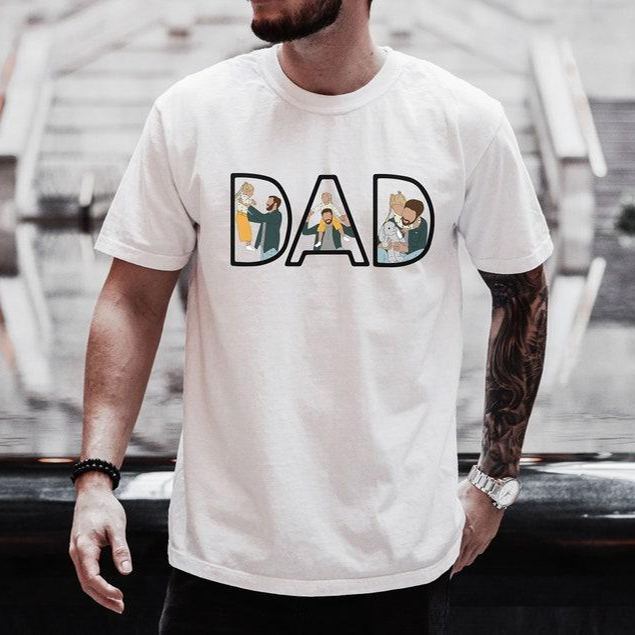 Custom Photo Shirt for Dad, Father's Day Tshirt, Personalized Dad Portrait Shirt, Fathers Day Gifts, Gift for Husband, Dad Birthday Gifts - MyFaceUnderwearAU