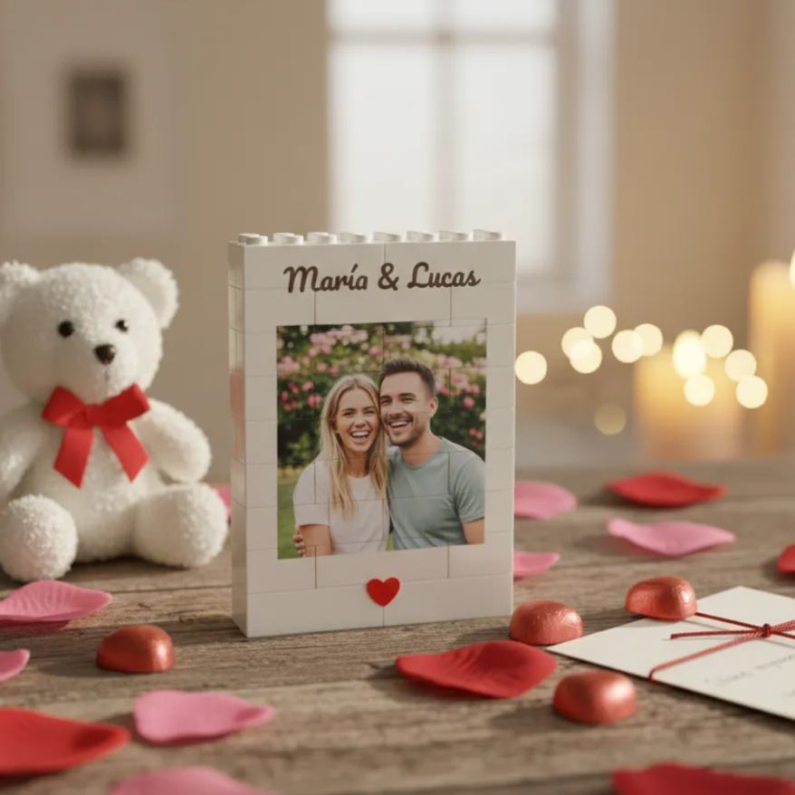 Custom Photo Brick Puzzle Frame Build Your Love, A Romantic Couple Gift for Valentine's Day & Anniversaries