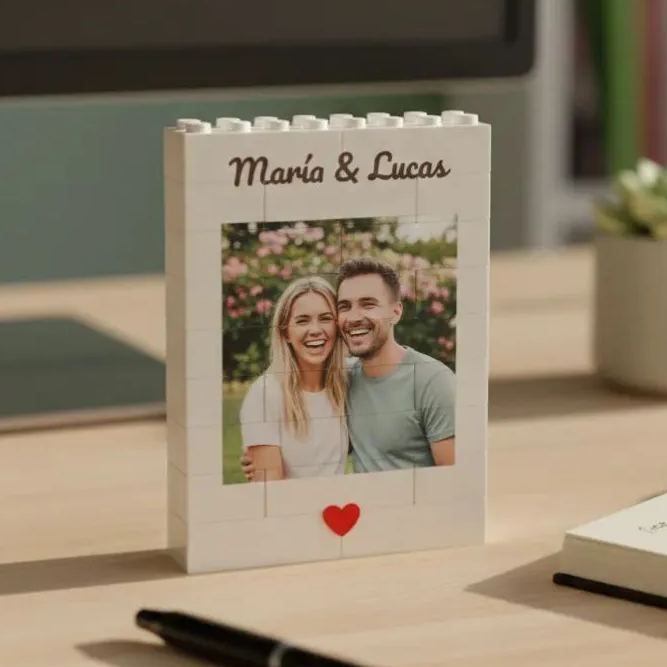 Custom Photo Brick Puzzle Frame Build Your Love, A Romantic Couple Gift for Valentine's Day & Anniversaries