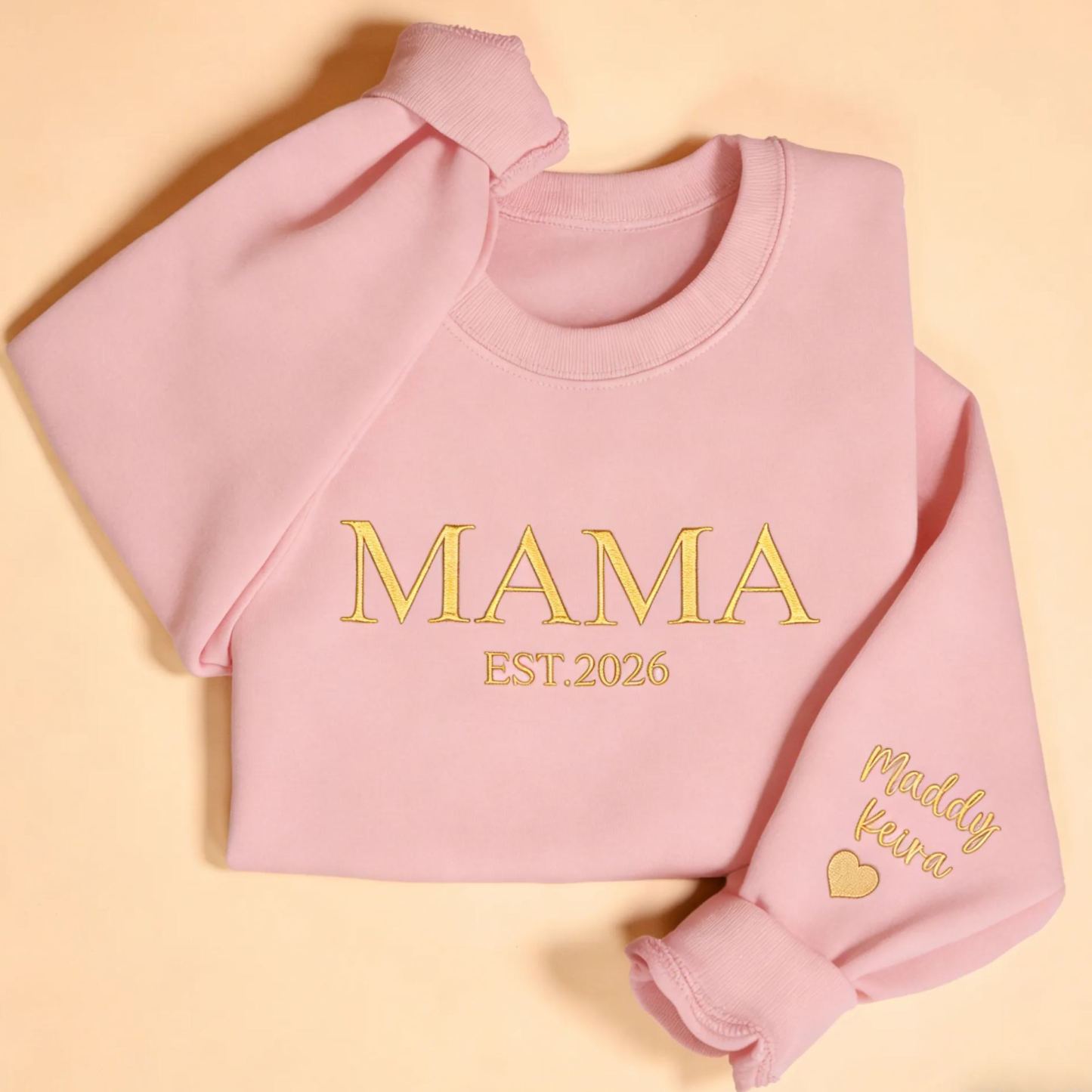 Personalized Mama Embroidered Sweatshirt, Custom Mom Embroidery Hoodie, New Mom Outfit, Pregnancy Reveal Clothing, Happy Mother's Day Gifts - Bestchristmasgifts