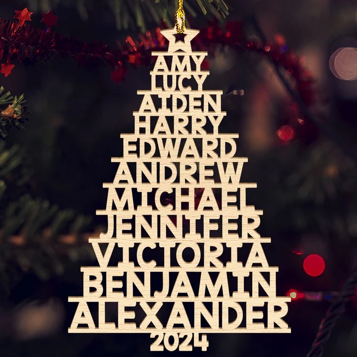 Personalized Family Name Christmas Ornament Christmas Tree Name Ornament Gifts Yellow - MyFaceUnderwearAU