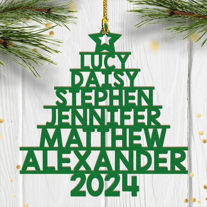 Personalized Family Name Christmas Ornament Christmas Tree Name Ornament Gifts Green - MyFaceUnderwearAU