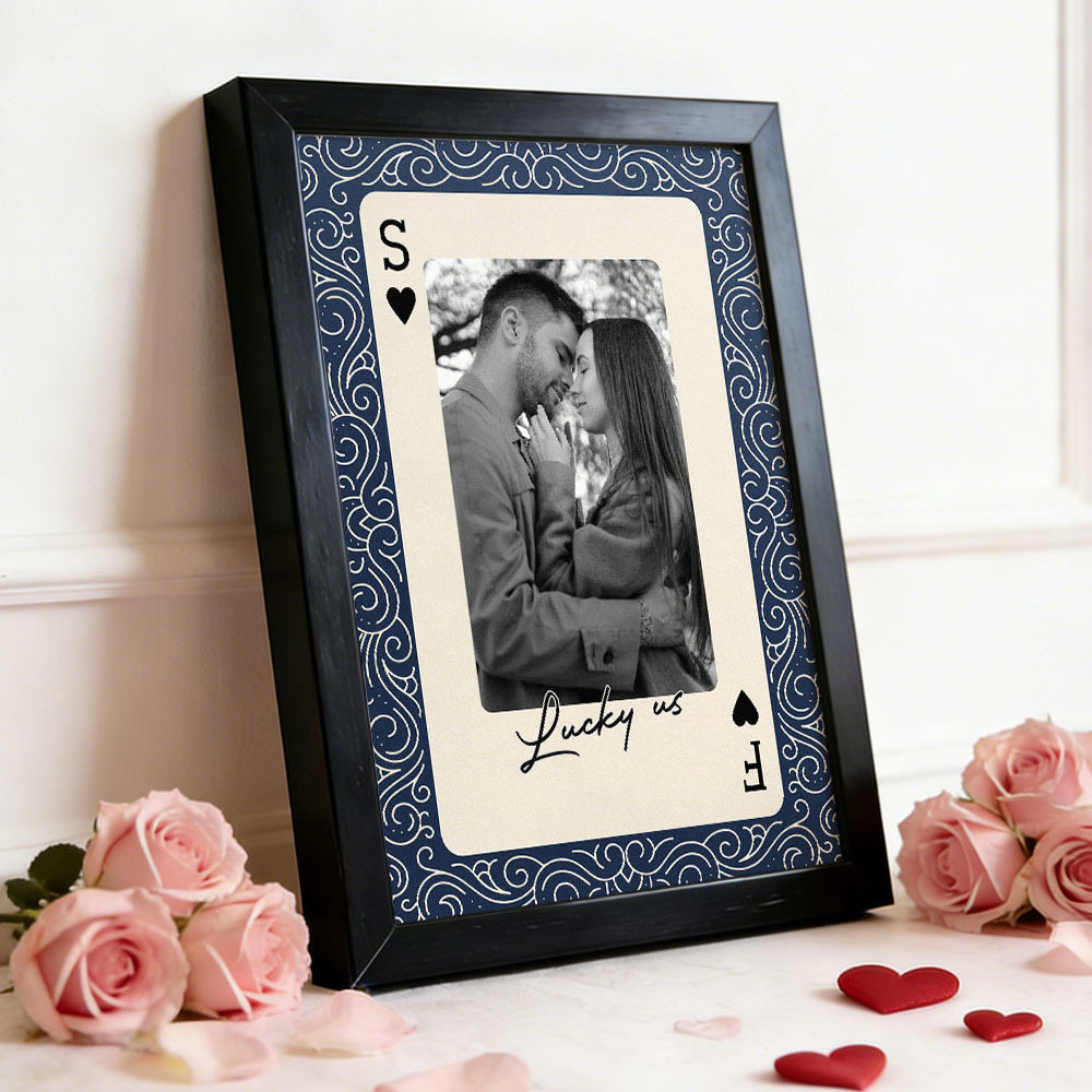 King And Queen Custom Couples Photo How Luck We Are - Personalised Photo Poster Frame - MyFaceUnderwearAU