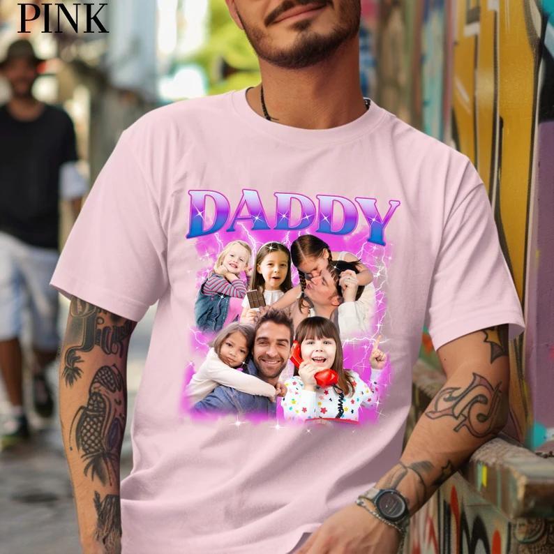Custom Bootleg Rap Daddy Tee, Custom Photo Daddy Shirt, Dad Shirt With Kid Face Photos, Custom Father's Day Gift Personalized Father - Giftlab