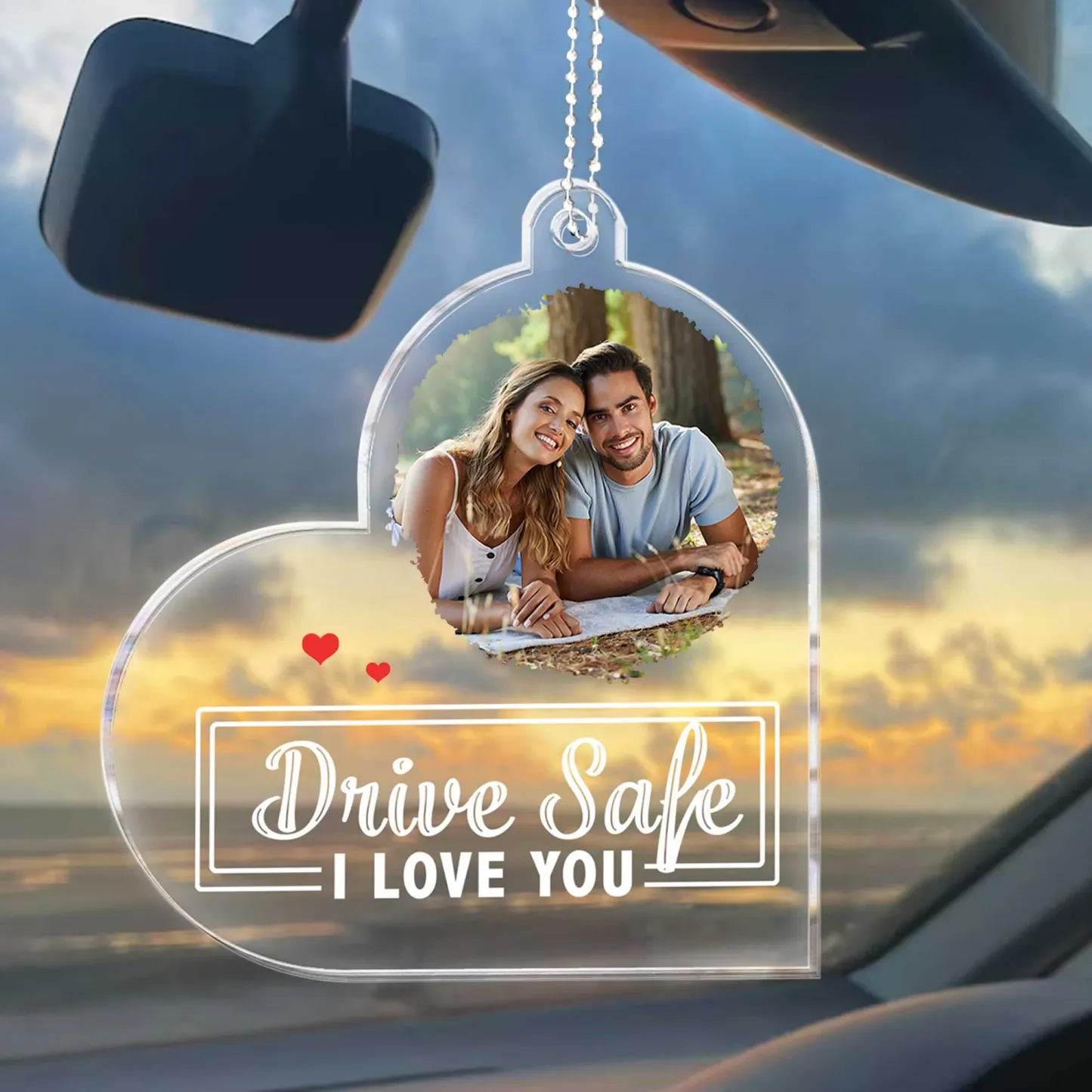 Drive Safe, I Love You - Personalized Photo Rear View Mirror Accessory - MyFaceUnderwearAU