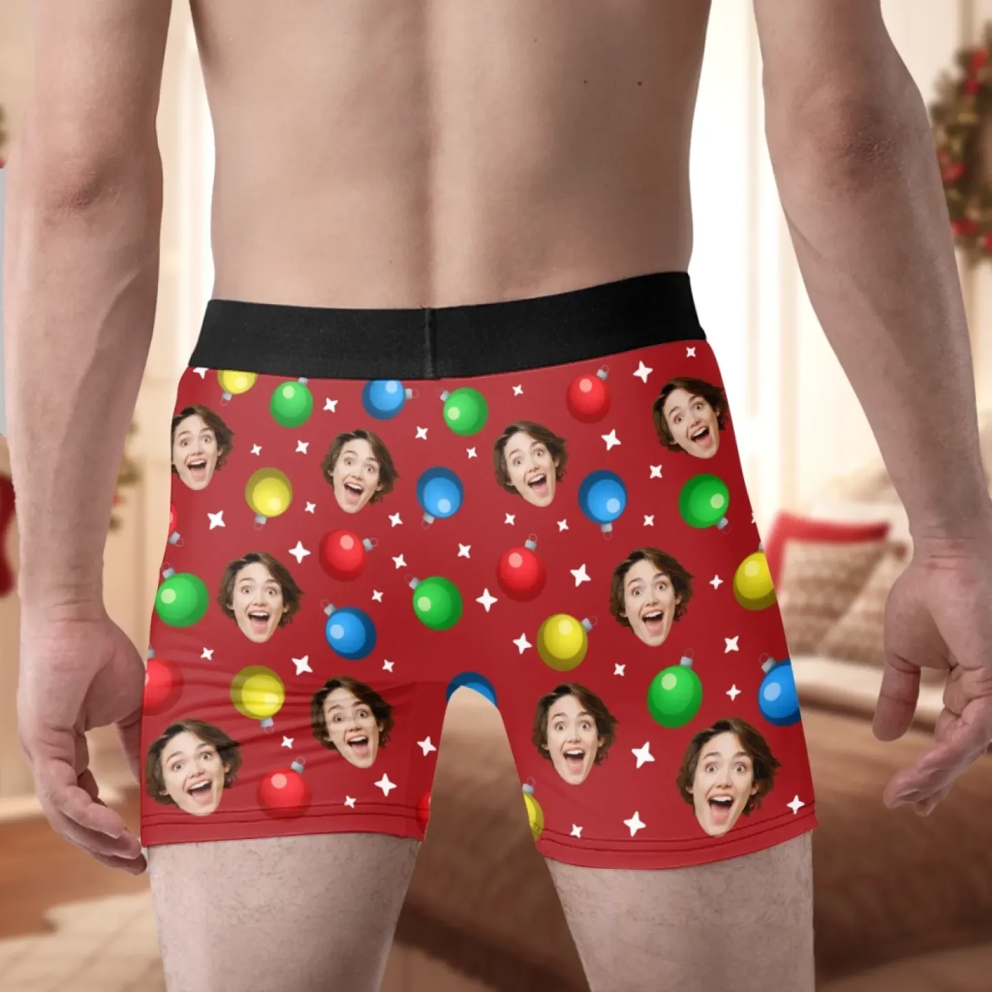 Custom Photo Boxer Briefs, Men's Boxers - Personalized Anniversary Christmas Wedding Gifts For Husband And Wife, Him And Her - Naughty List Approved - MyFaceUnderwearAU