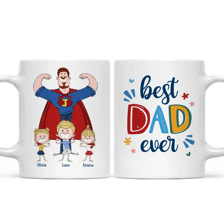 Father and Kids - Best Dad Ever - Personalized Mug