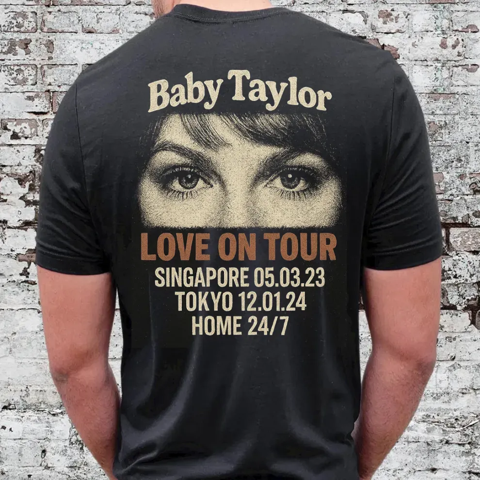 Custom Photo Girlfriend Eyes Love on Tour Shirt With Text - MyFaceUnderwearAU
