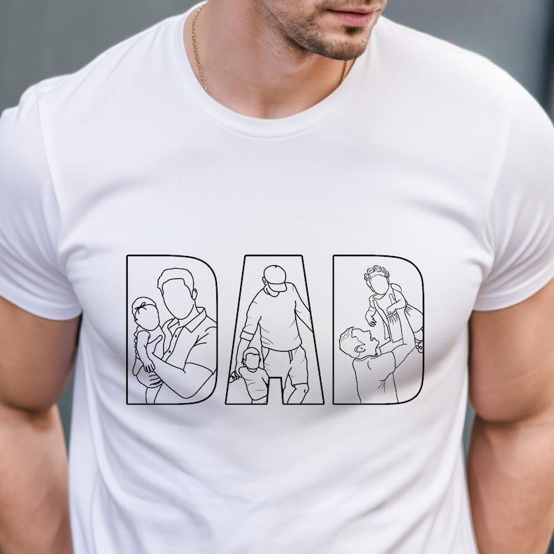 Custom Dad Shirt Portrait From Photo, Personalized Dad Photo Outline Shirt, Custom Photo Shirt For Dad, Father's Day Shirts, Papa Shirt