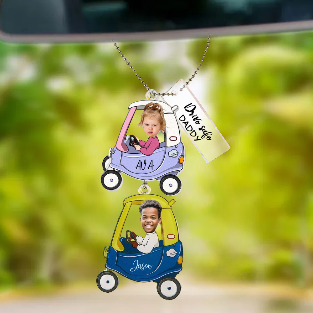 Gifts for Father Custom Car Photo Ornament for Dad Drive Safe Daddy Car Hanger Car Decor