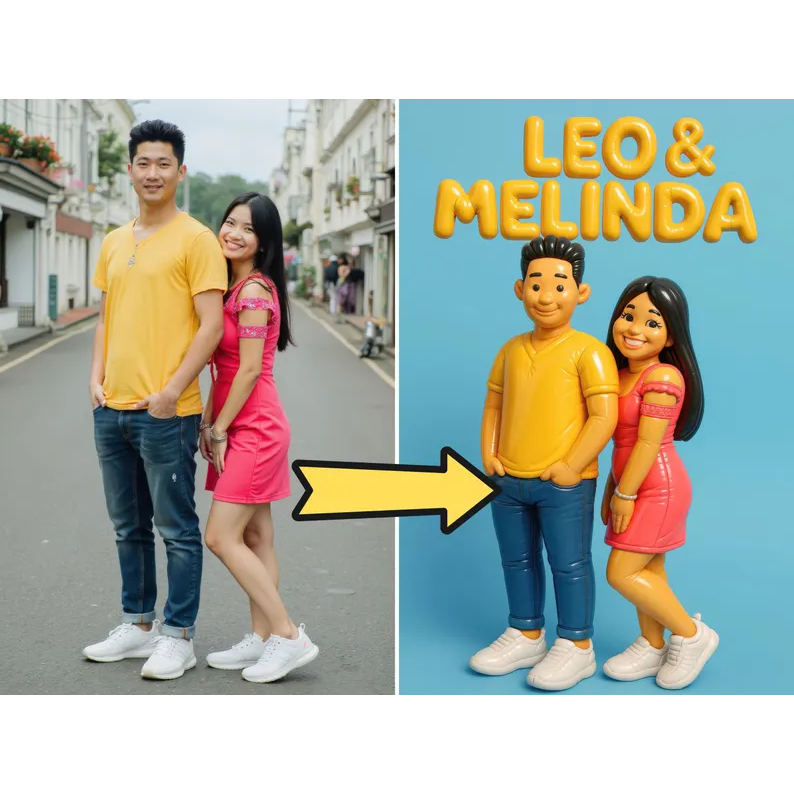 Custom Photo Inflated Couple Figures Portrait Frame