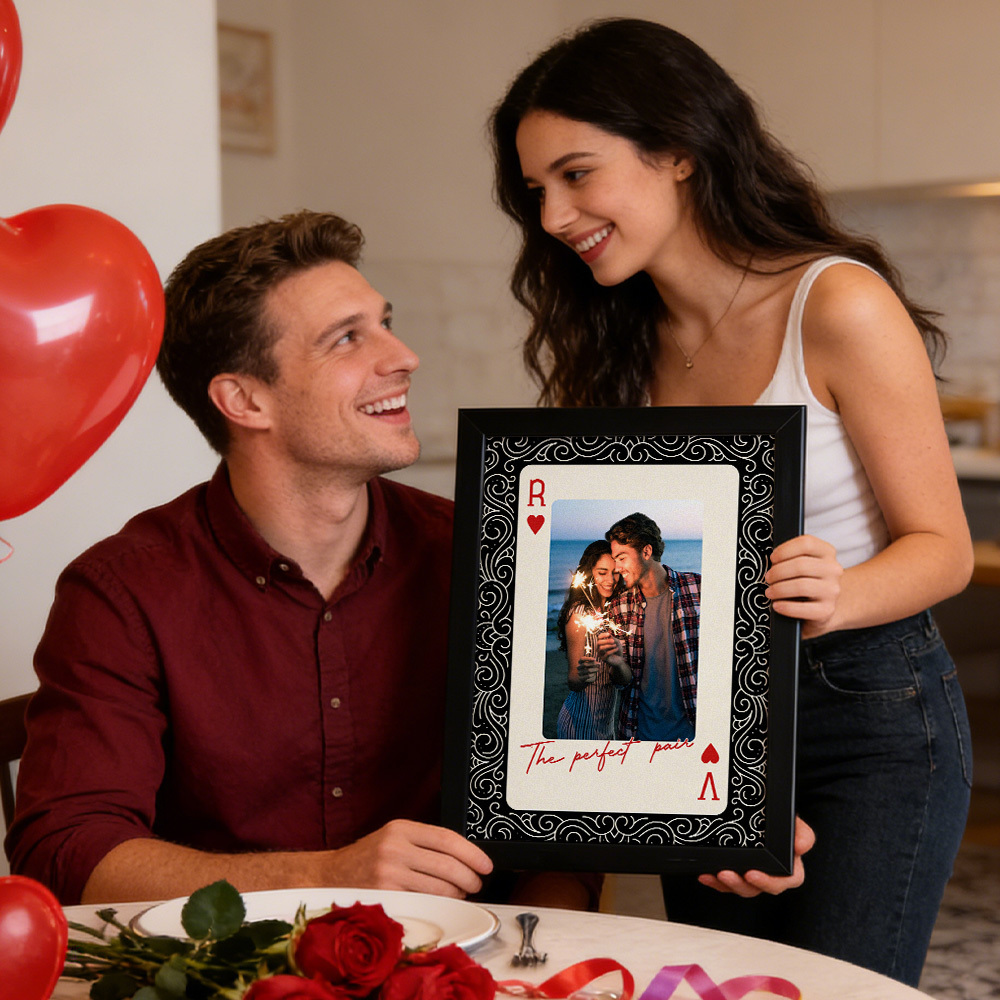 King And Queen Custom Couples Photo How Luck We Are - Personalised Photo Poster Frame - MyFaceUnderwearAU
