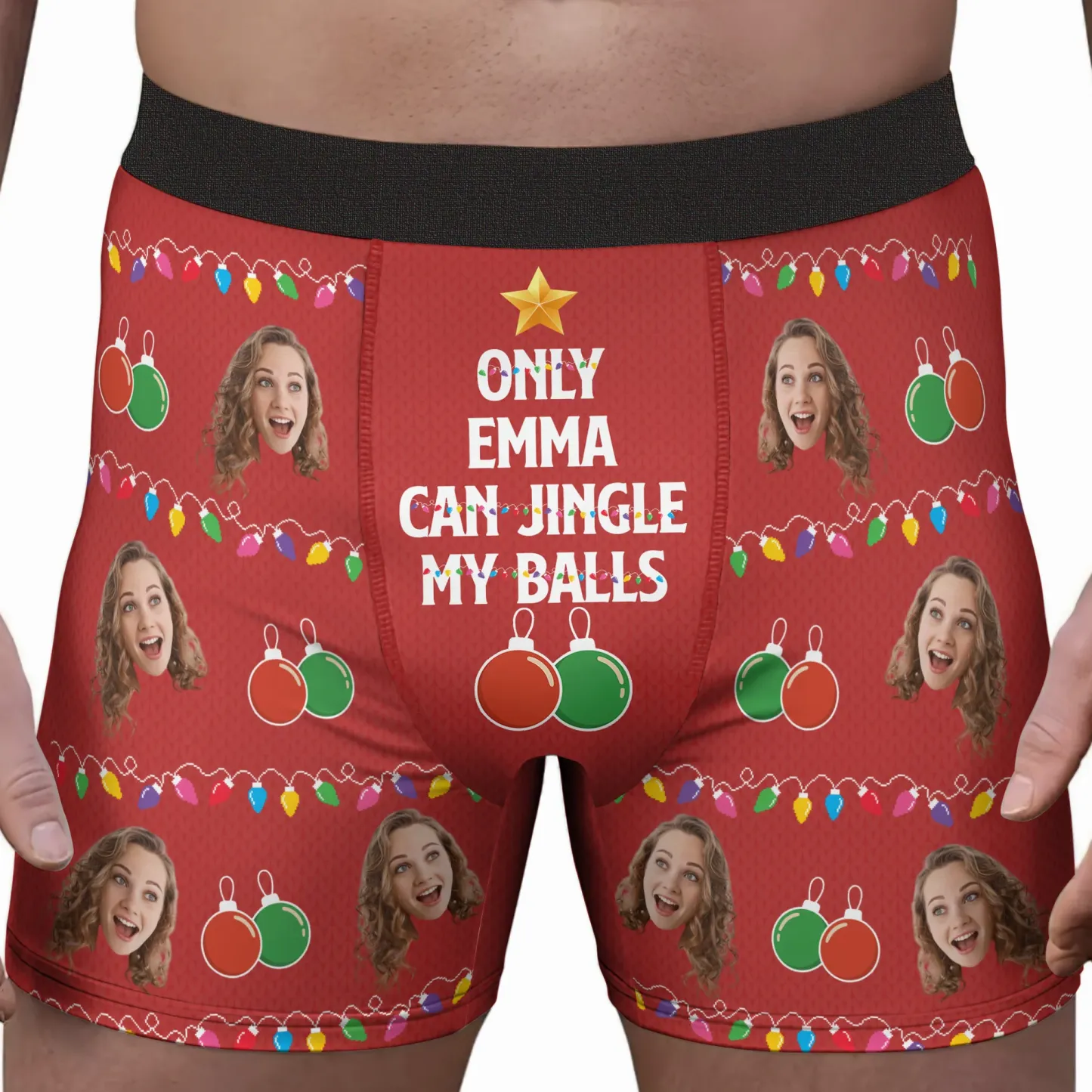 Jingle My Balls Funny Gift For Husband - Personalized Photo Men's Boxer Briefs - MyFaceUnderwearAU