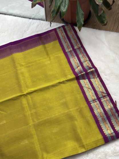 Plain Silk Cotton with Korvai Border