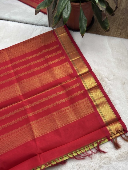 Plain Silk Cotton with Korvai Border