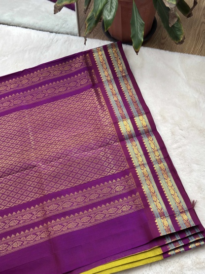 Plain Silk Cotton with Korvai Border