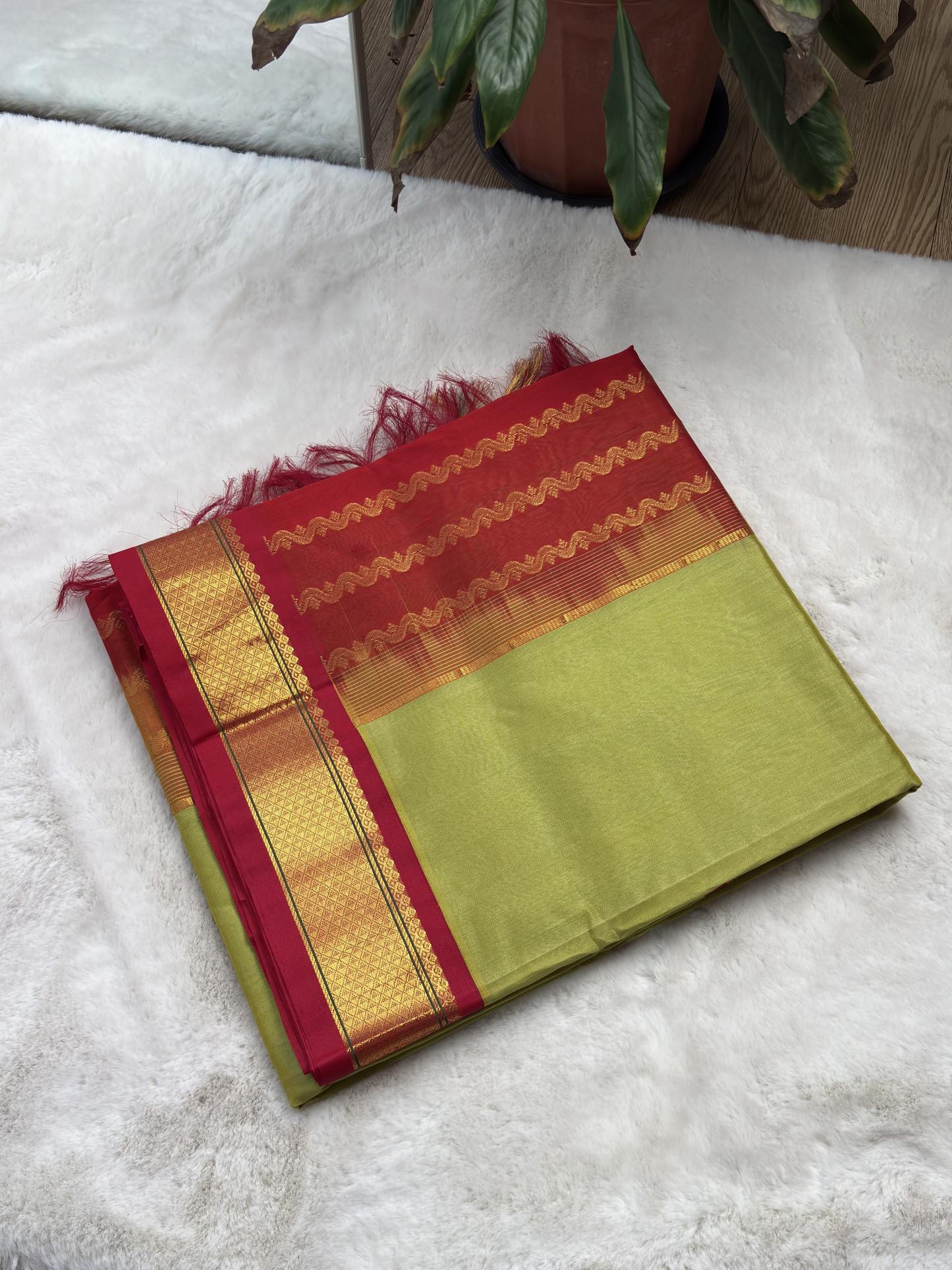 Plain Silk Cotton with Korvai Border