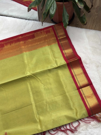 Plain Silk Cotton with Korvai Border