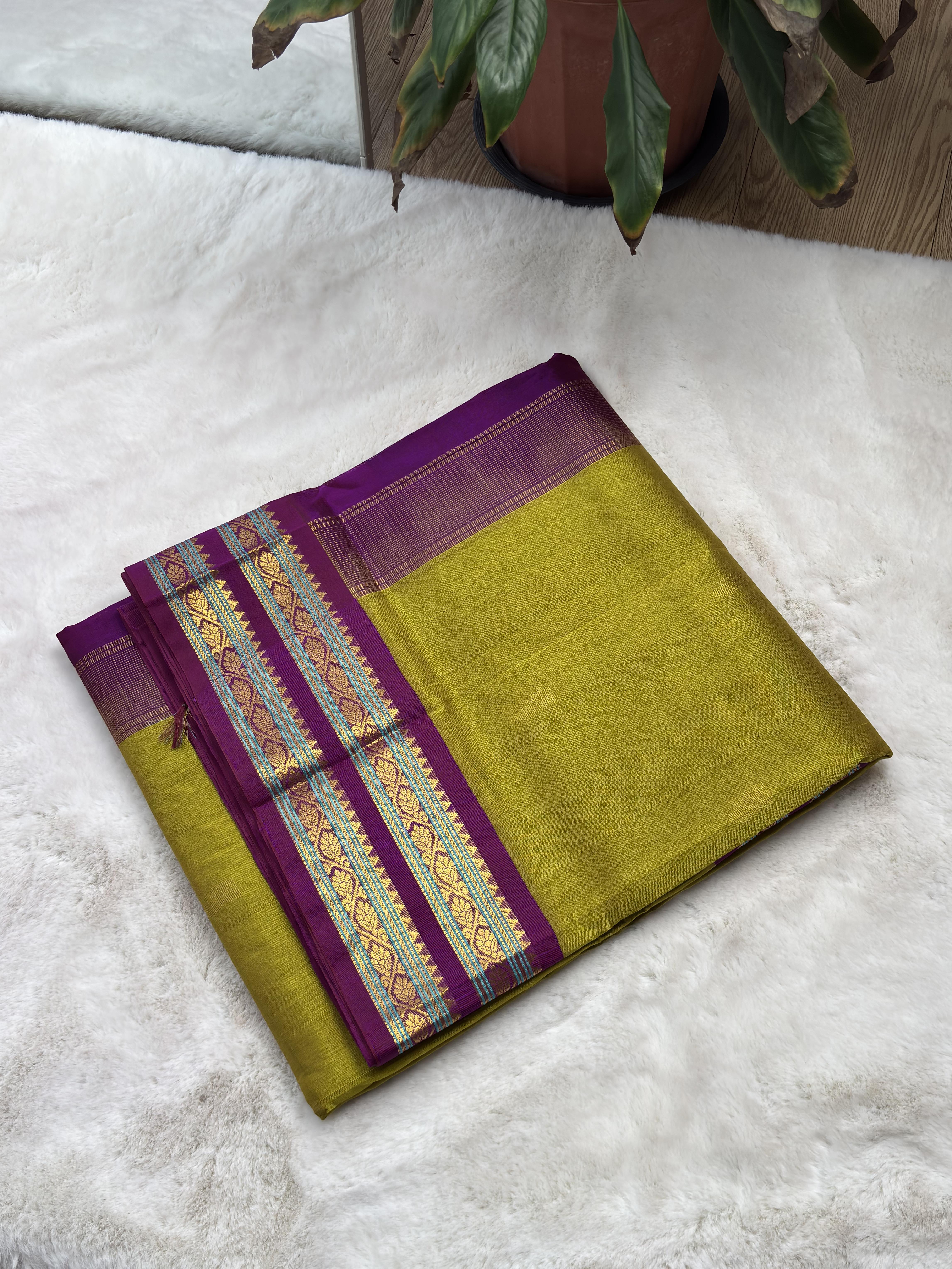 Plain Silk Cotton with Korvai Border