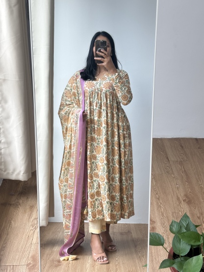 Alia Suit with Chiffon Dupatta