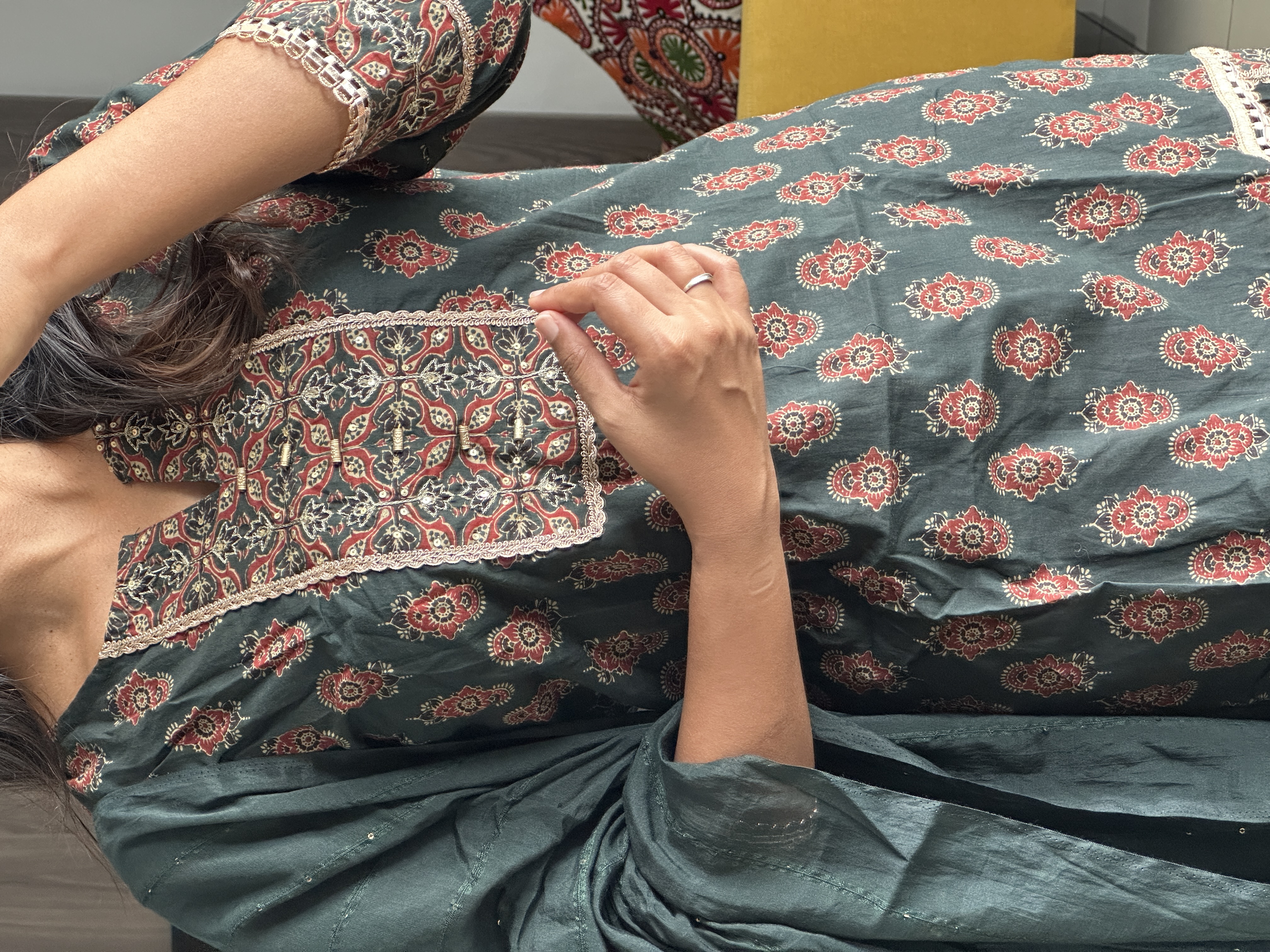 Pure Ajrakh Sharara Set