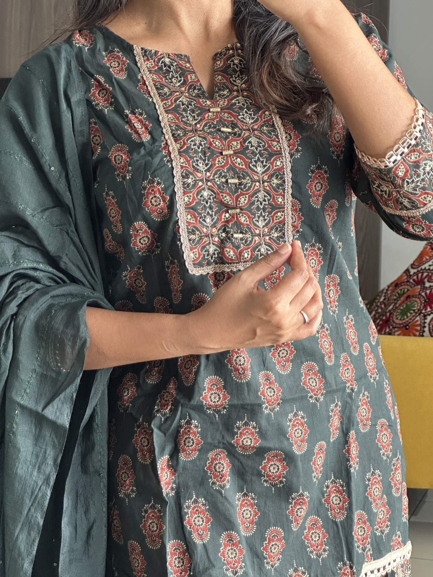 Pure Ajrakh Sharara Set