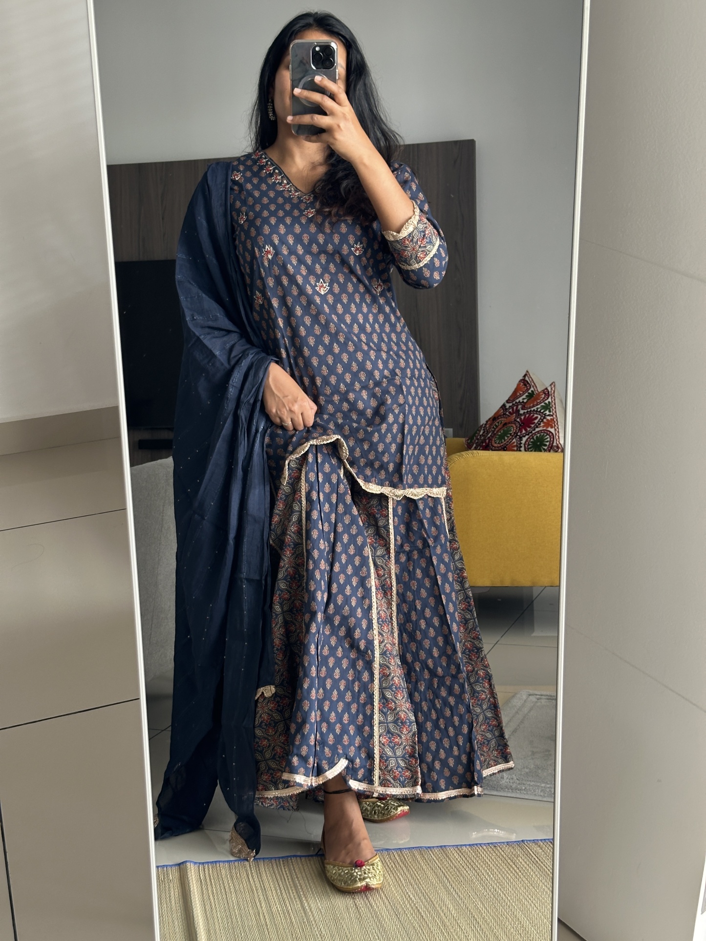 Pure Ajrakh Sharara Set