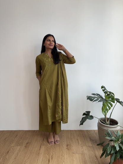 Green Embroidered Suit