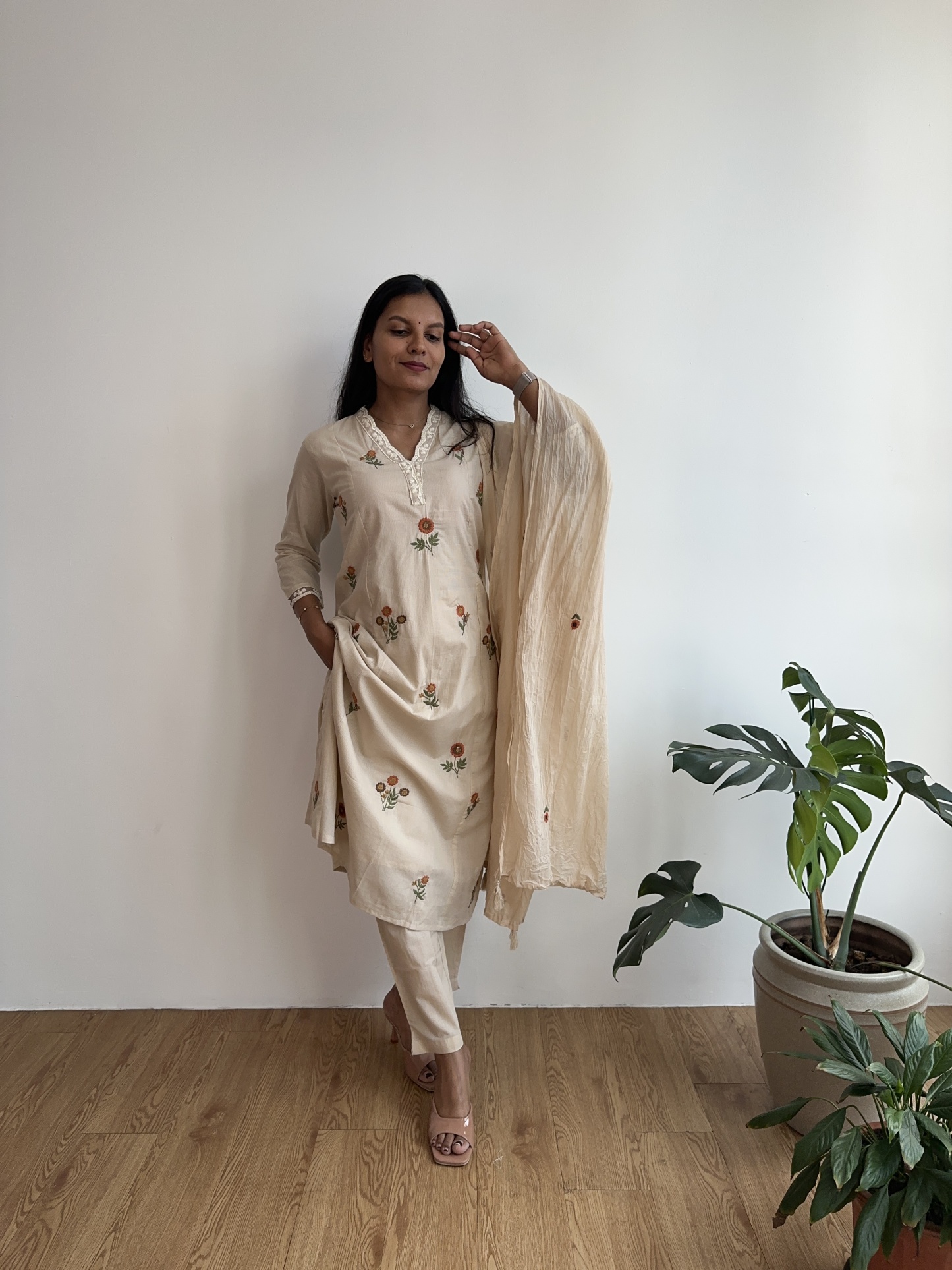 Floral Embroidered Suit