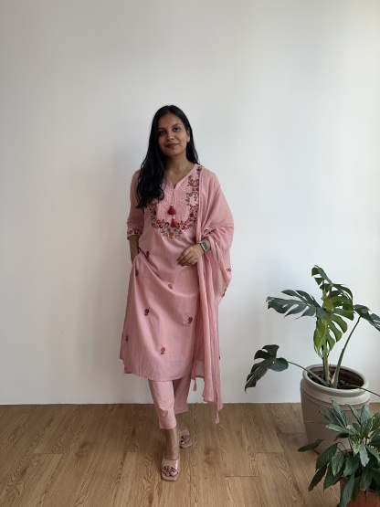 Pink Embroidered Suit