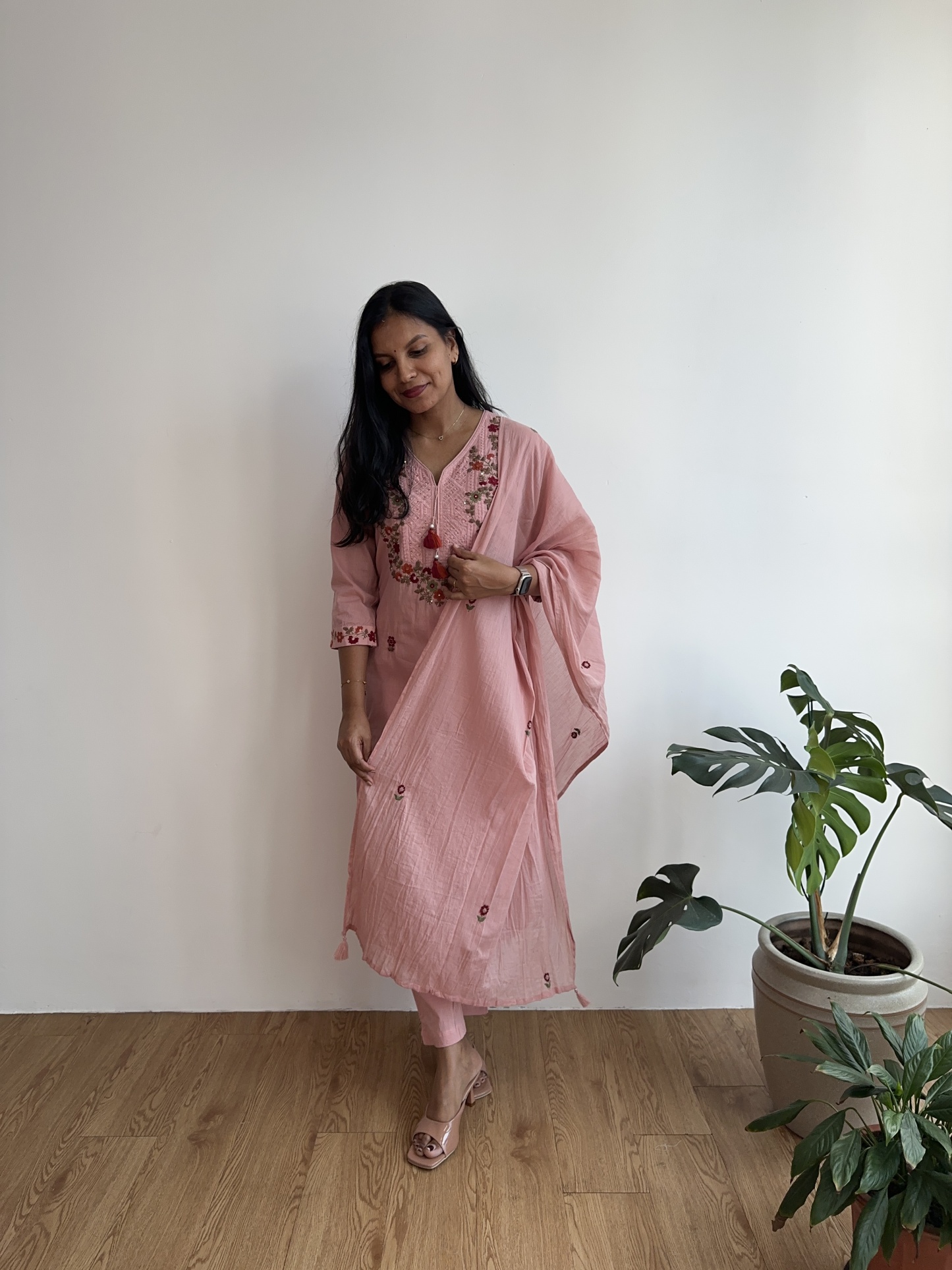 Pink Embroidered Suit