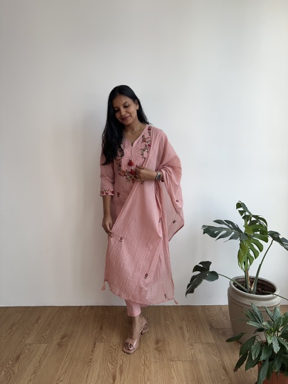 Pink Embroidered Suit